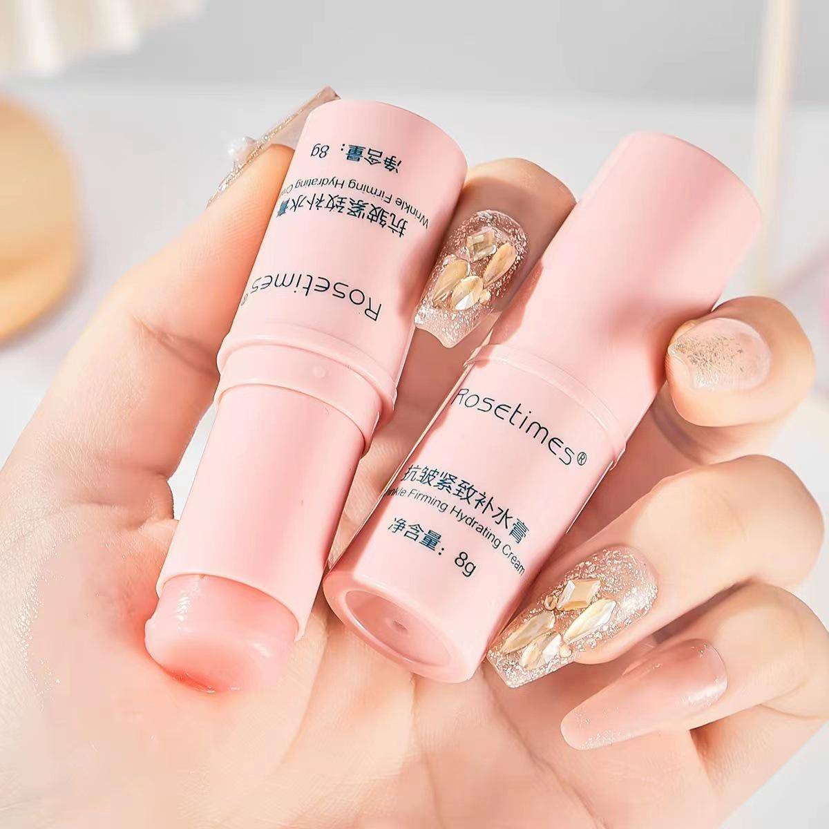 Anti-Aging Rosa Uppstramande Stick: Återfuktar & Minskar Rynkor Runt Ögonen och på Halsen beige