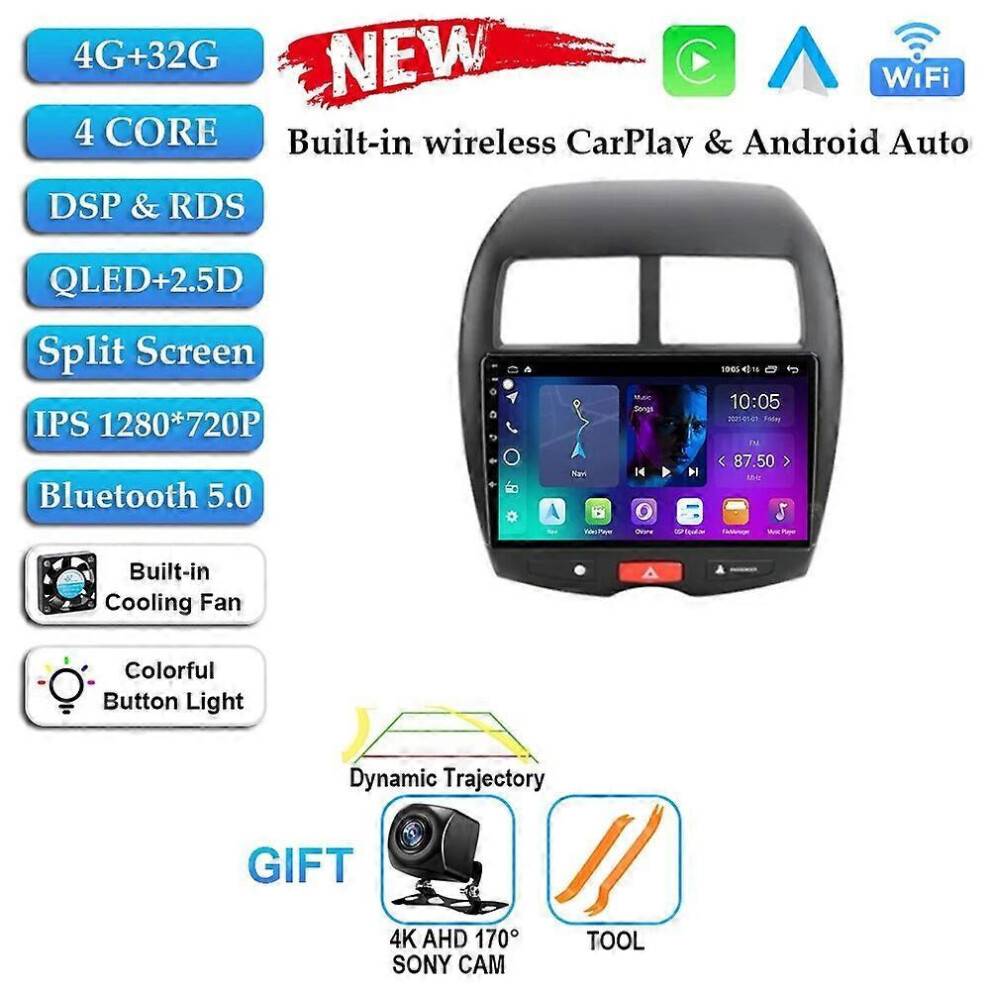 (4G 32G CAM) Android 13 Carplay Auton Car Radio Multimedia For Mitsubishi ASX 1 2010 - 2016 Car Android Video Stereo GPS Head Unit No DVD