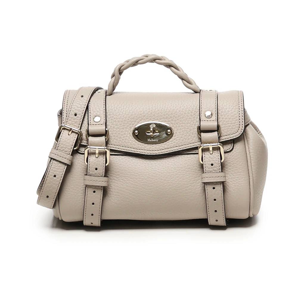 Mulberry Læder Beige Skuldertaske med Hængelås - Tasker - Dame - Beige - ONE SIZE - Uld
