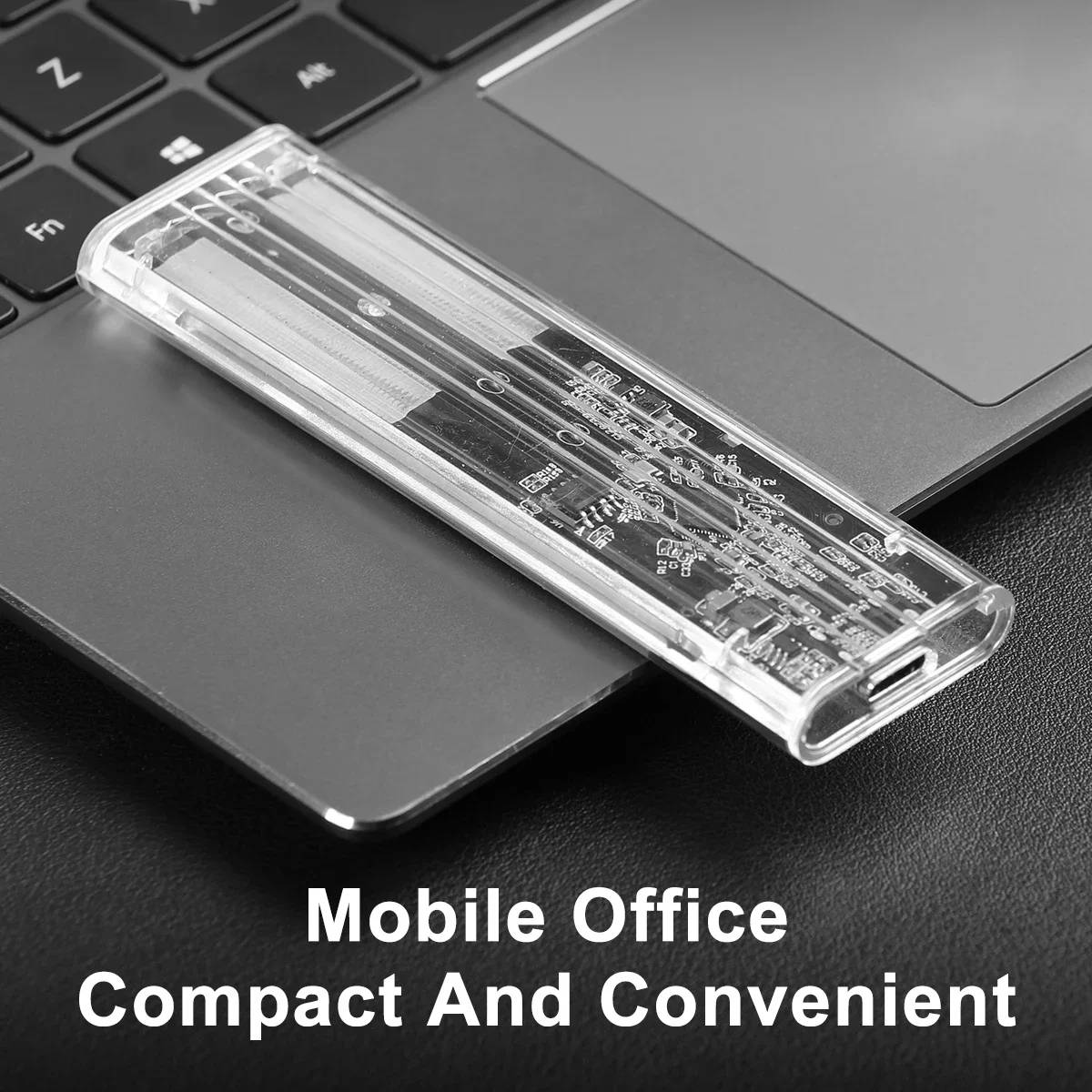 M.2 NGFF SATA SSD Case USB Type C Transparent External Hard Disk Box Tool Free 5Gbps Enclosure Adapter For 2230 2242 2260 2280