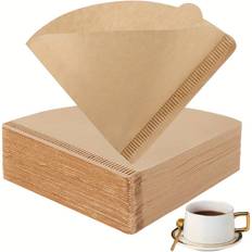 TEMU 50-pack Unbleached Disposable Cone Coffee Filters #1 - Natural Brown Paper Filter For Pour Over And Drip Coffee Makers