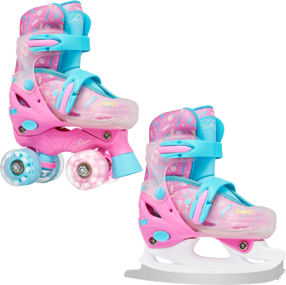 Raven 2in1 Caramell Rullskridskor (front Led Wheels) Inlines Rosa/blå - 34-37