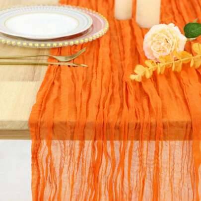Bordduk i osttyg, bohemisk lantlig stil med osttyg, bordslöpare för bröllopsfest, babyshower, födelsedag, heminredning - Orange (90*180cm,90*300cm,90*400cm)