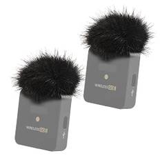 YOUSHARES Mikrofon Windschutz Kompatibel mit RODE Wireless Go 2, Profi Pop Filter Entwickelt für Wireless GO II Ultrakompaktes Wireless Mikrofonsystem GO II Furry Windschutzscheibe Zubehör(2PCS)