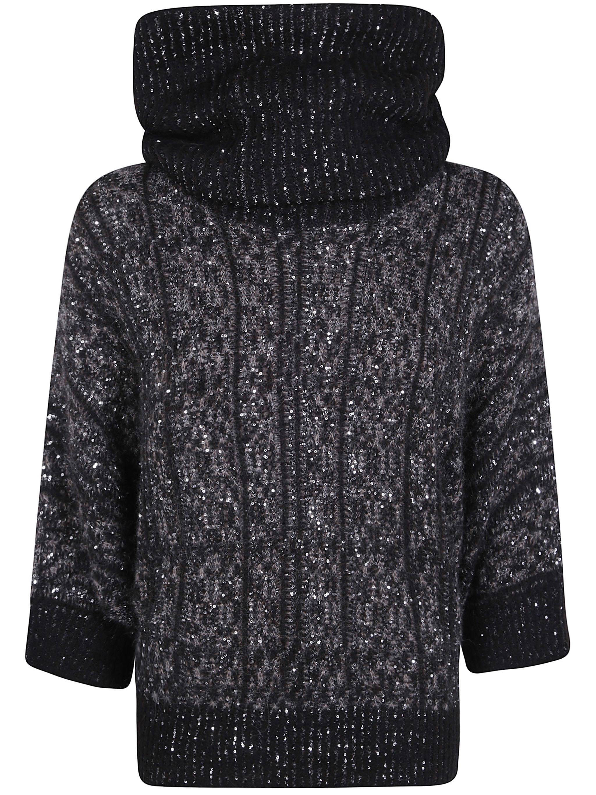 D. EXTERIOR Sweater Hooded "Galles" Soft Alpaca Turtle Neck