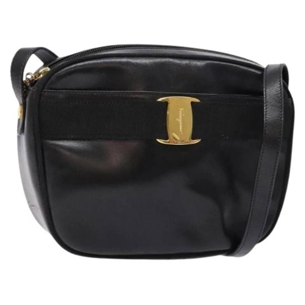 Salvatore Ferragamo Pre-owned Pre-owned Laeder skuldertasker - Vintage - Dame - Sort - ONE SIZE - Uld