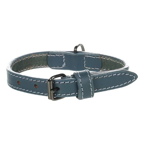 Halsband S 29-35cm 15mm Denver läder blå