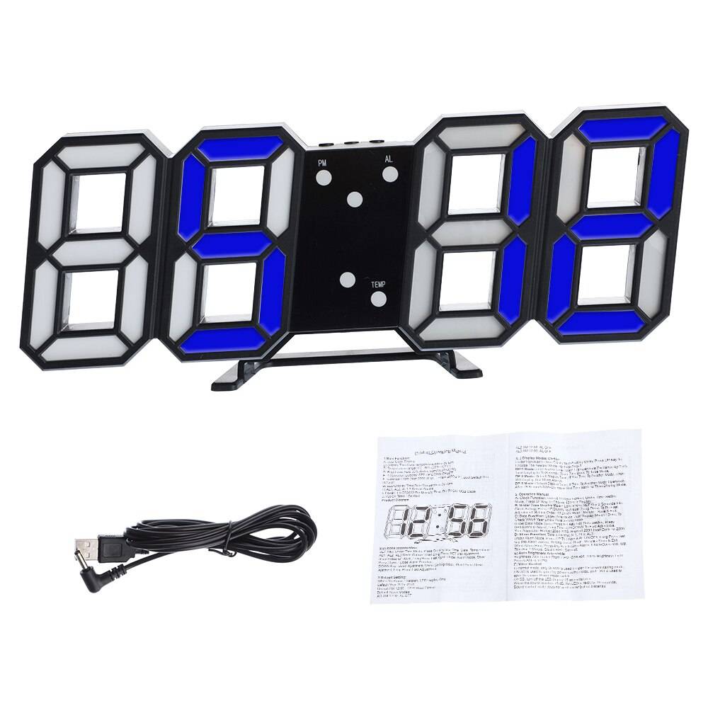 3d digital bordsklocka väggklocka ledde nattlampa datum tid celsius display larm usb snooze heminredning vardagsrum #9 - B7