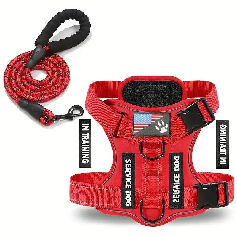 Escape-Proof No-Pull Dog Harness & Lead Set with Reflective Strips - Red / XS（old） (XS（old）)