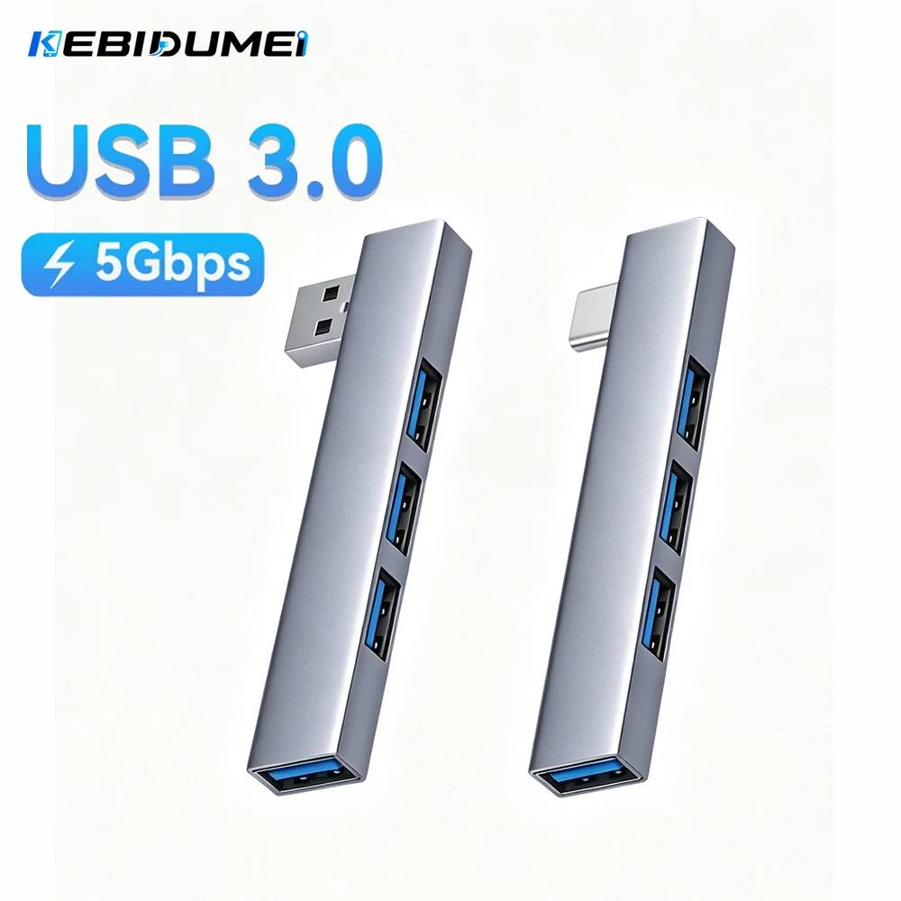 KEBIDUMEI USB Hub 4 Ports USB Type C to USB 3.0 Hub 5Gbps Transfer OTG Adapter Splitter for PC Laptop MacBook Pro USB C Hub