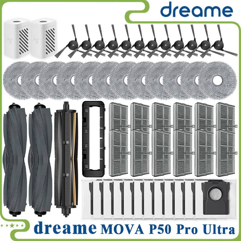 Fit For (Dreame X40 Ultra / L40 Ultra, MOVA P50 Pro Ultra /P10 Pro Ultra) Main Roller Tricut Brush Filter Mop Cloth Dust Bag