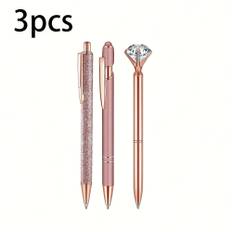 TEMU Rose Golden Pens Set - 8 Pens With Liquid Ink, Glitter, And - Office, Writing, , And Wedding - Suitable 14 And Up