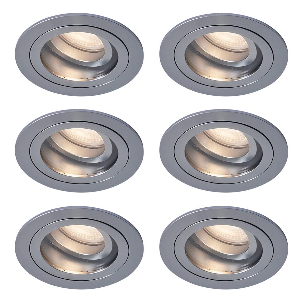 Set med 6 moderna infällda spotlights Gunmetal justerbara IP44 - Chuck
