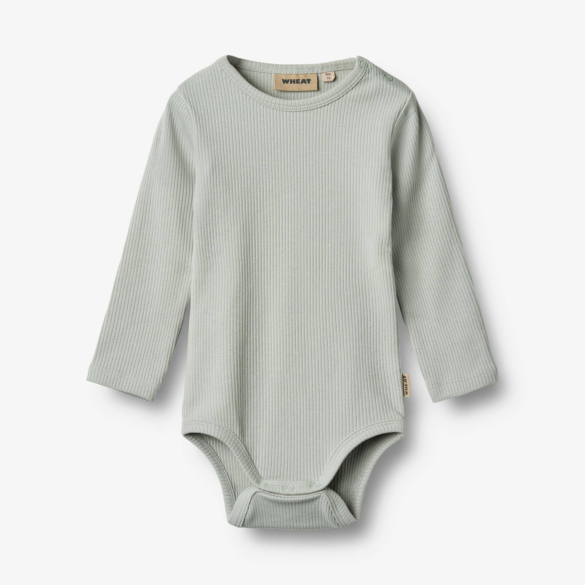 WHEAT® - Langærmet Rib Body Spencer - rainy sky - Str 74.