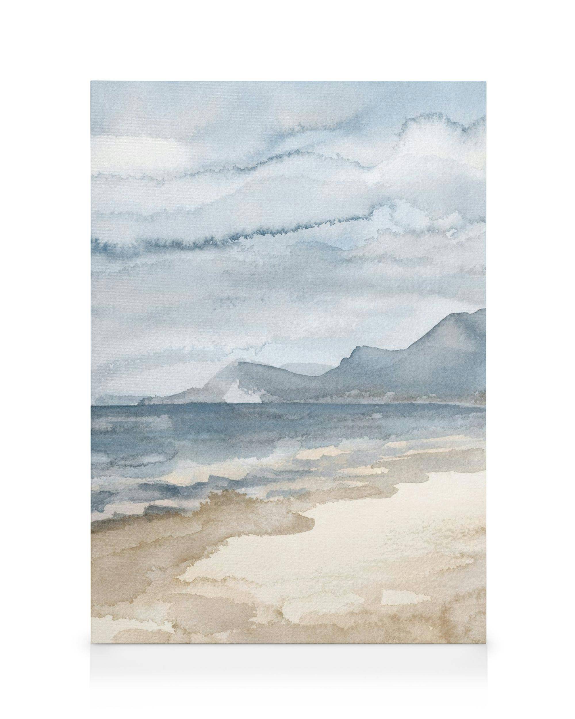 Canvastavlor Watercolor Seaside Canvastavla (30x40 cm - Svart ram)