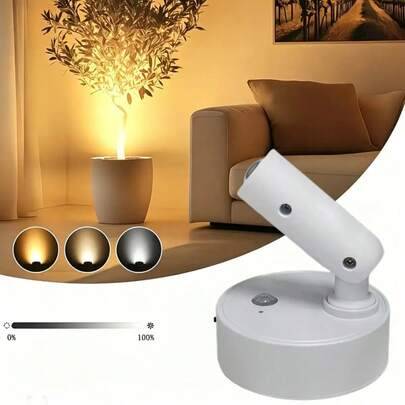 Modern väggmonterad LED-spotlight med USB-ström, touchkontroll, 350° roterbar riktad downlight, 500mAh uppladdningsbart litiumbatteri, justerbar höjd, - Multifärgad (En storlek passar alla - vit,En storlek passar alla - Svart)