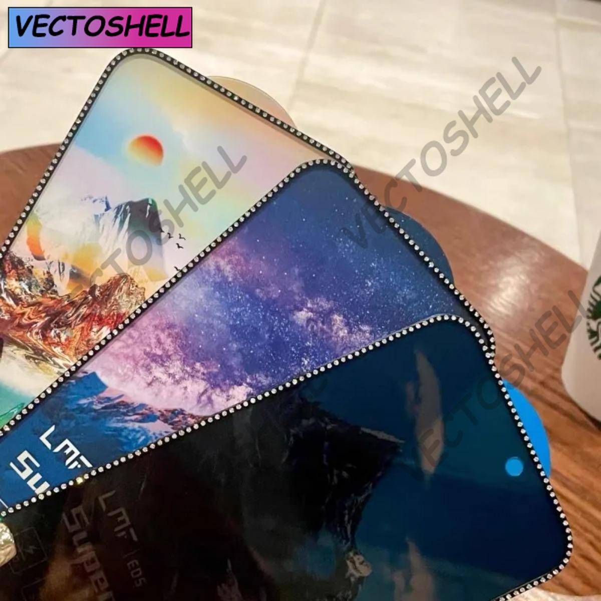 Ny Diamantpläterad Härdat Glas För iphone 16 15 14 13 12 11 Pro Max 3D Stereoskopisk Diamant Inlagd Anti-spion Matt Glas X