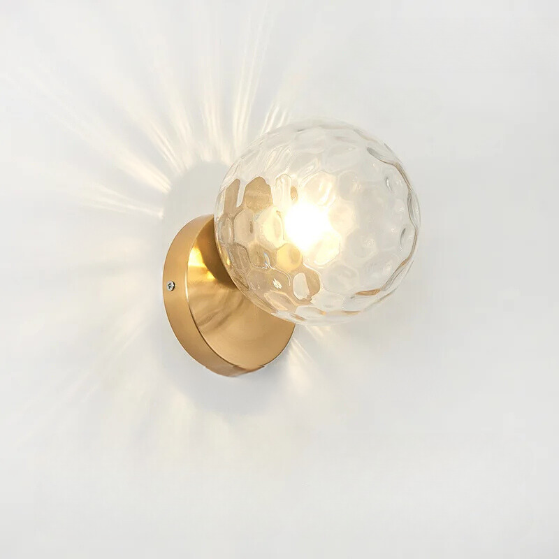 LuxeGlow - Stilig Guldvägglampa med Glaskula - Guld 2
