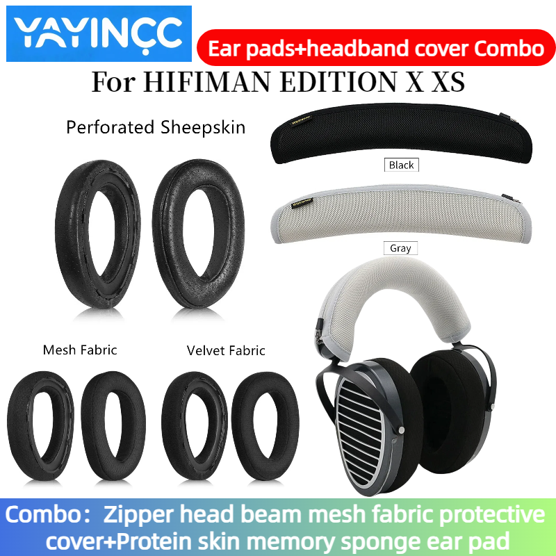 YAYINCC Replacement Sheepskin Ear pads+Zipper headband cover Combo For HIFIMAN EDITION X XS ANANDA HE1000SE ARYA Headphone