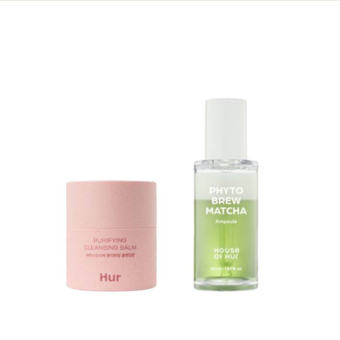 HOUSE OF HUR - Purifying Cleansing Balm - 50ml + Phyto Brew Matcha Ampoule - 50ml Set - black