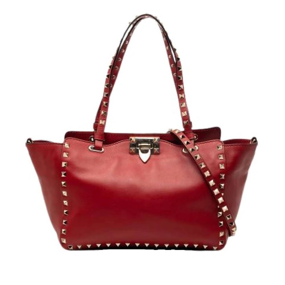 Valentino Vintage Pre-owned Studded Satchel - Vintage - Dame - Rød - ONE SIZE - Uld