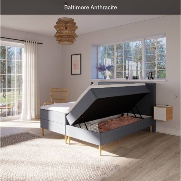 KARMA LUX - MAGASIN SENG - BALTIMORE STOF - FLERE FARVER - MÅL: 140 X 200 CM. - LIGHT GREY PLAIN GAVL