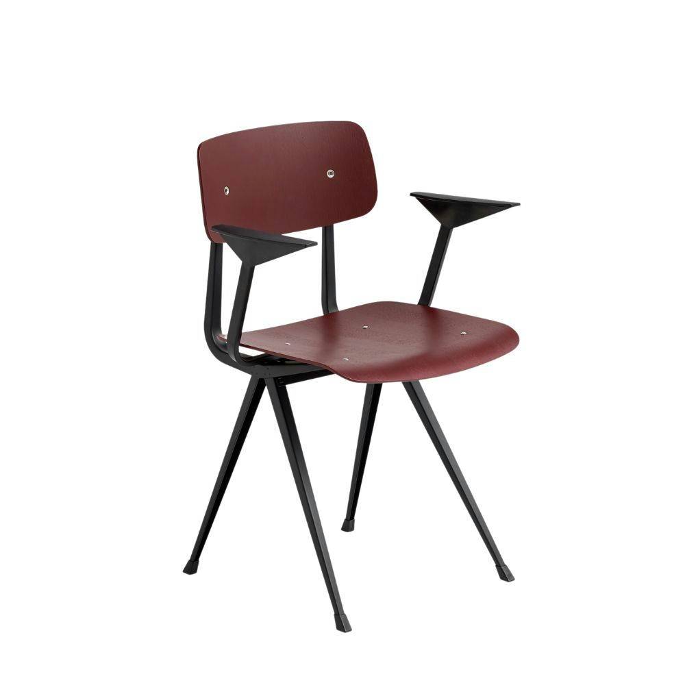 HAY Result Armchair utan Stoppning Dark Brick WB Lacquered Oak & Black