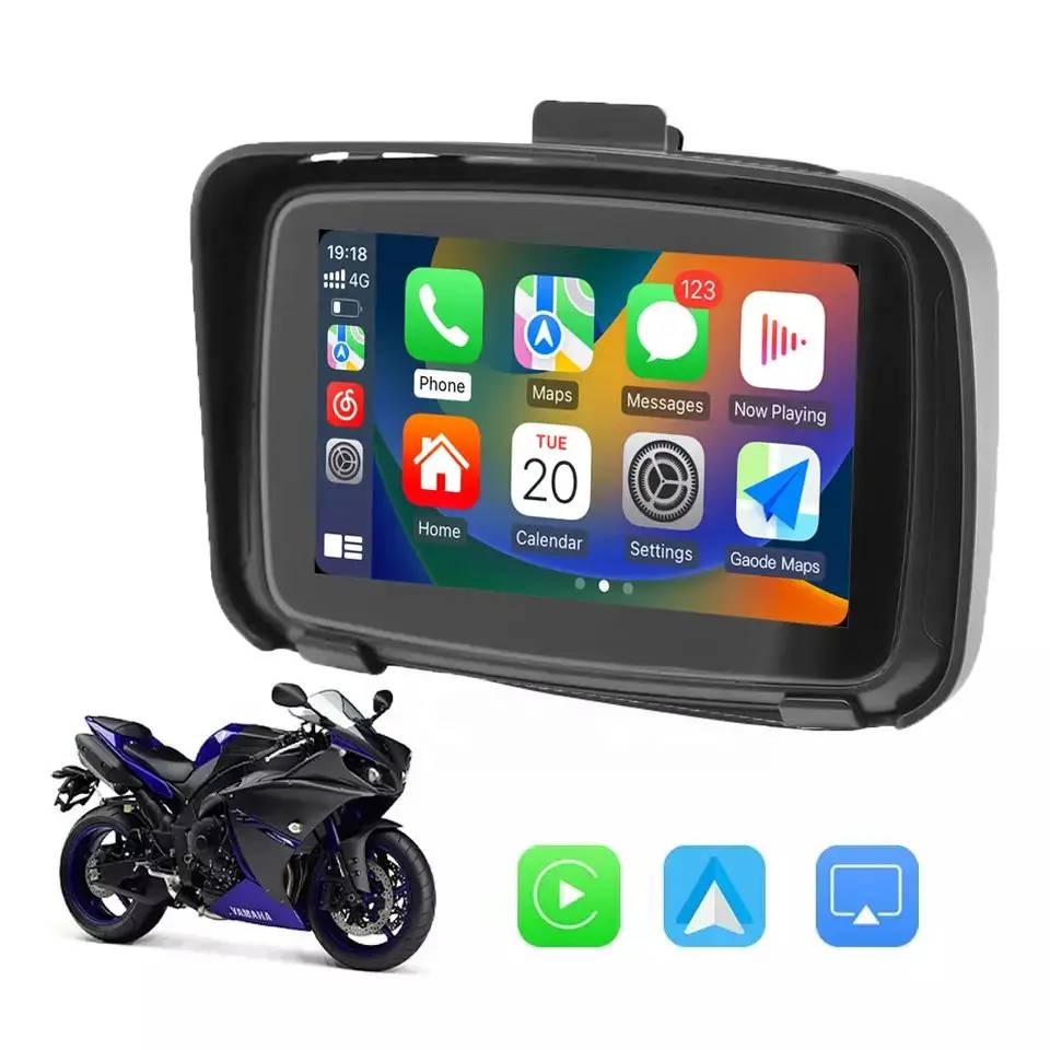 5 Inch Waterproof Touchscreen Moto Wireless CarPlay Wireless Android Auto Portable Car Stereo for Motorcycle