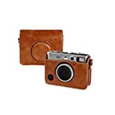 Retro kamerafodral väska brunt PU-läder skyddsfodral för Fujifilm Instax Mini EVO Instant Camera, Brun, Hölje