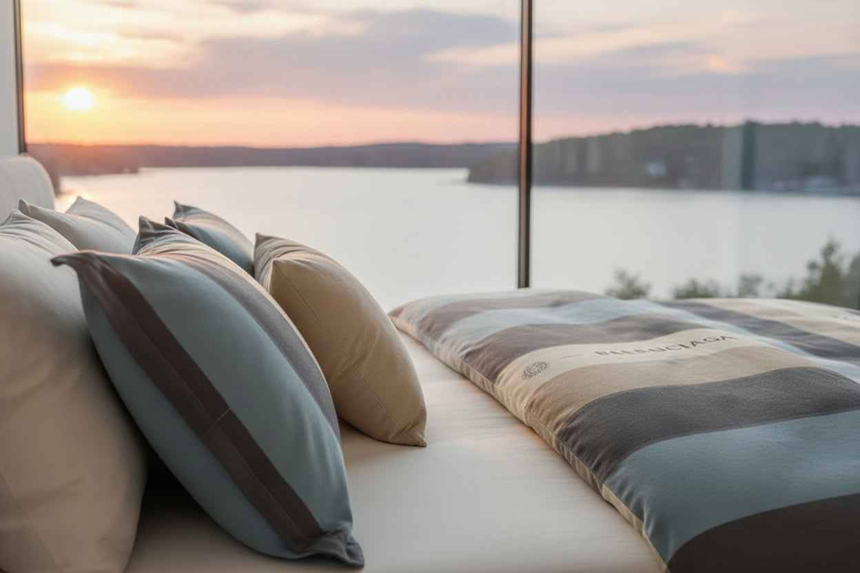 Kuddfodral RIPOSO – Elegant och mjukt kuddfodral i dekorativ design 2-pack (48x74 cm) - Riviera Stripe / 1-pack (2st kuddfodral)