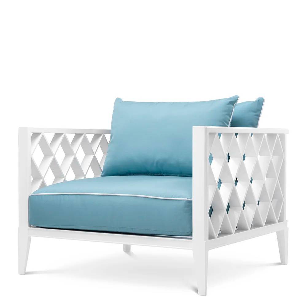 Eichholtz, Outdoor Chair Ocean Club white sunbrella mineral blue