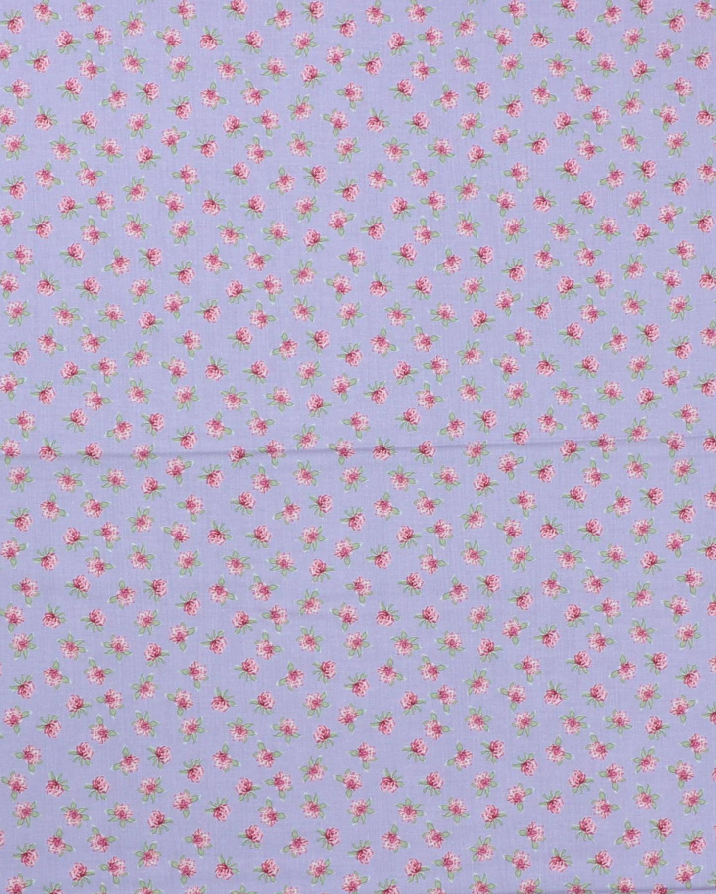 Lys lilla med blomster i røde nuancer - Patchwork - 100% Bomuld