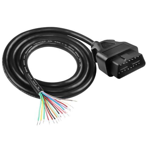 XMSJSIY OBD OBD2 förlängningskabel Pigtail tråd OBD-II 16-stiftskontakt öppen ände bar tråd diagnostisk kabel för fordon DIY -1M/3,28FT