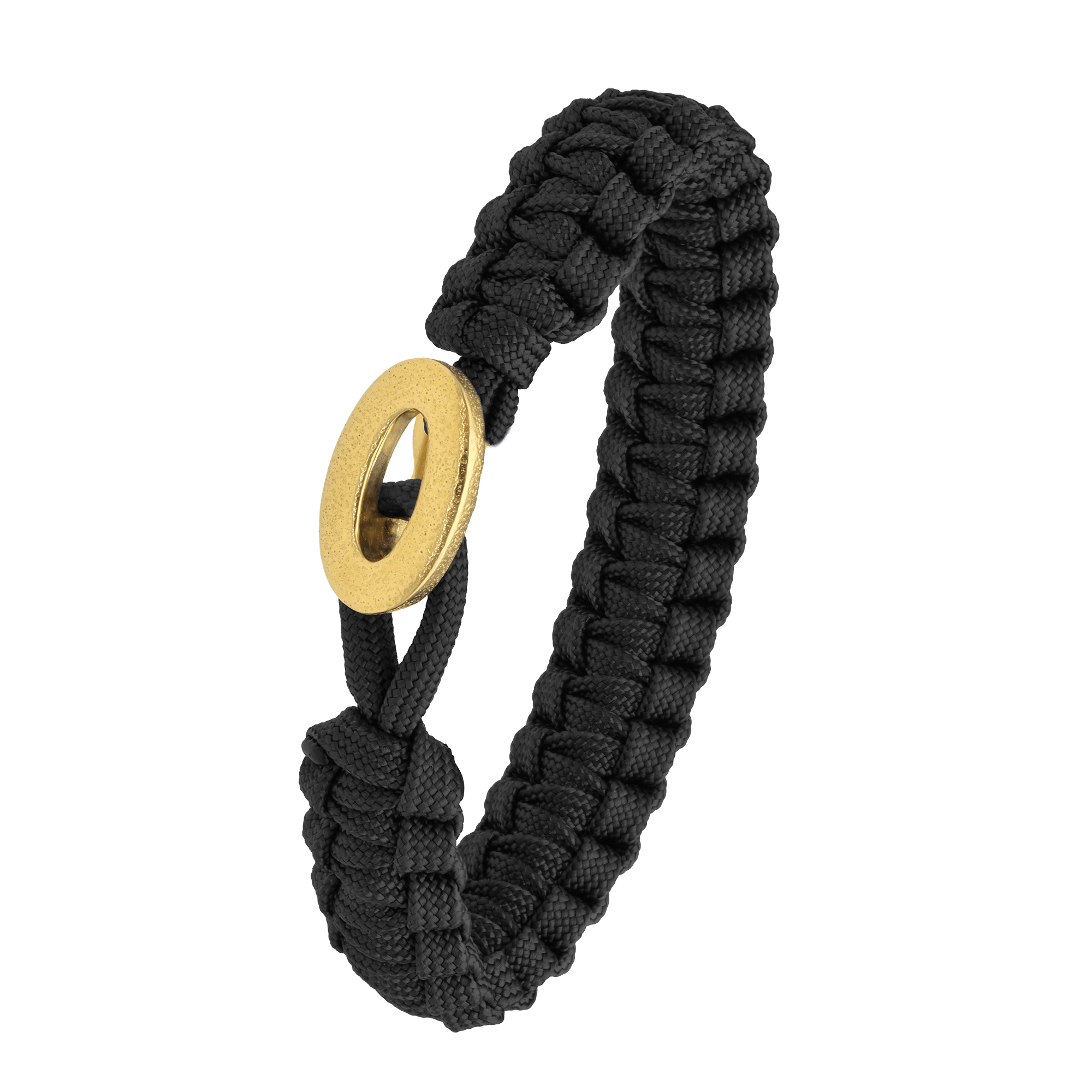FSTS Bracelet Black with Brushed Gold Plated 316L Stainless Steel Lock - Svart, Guldfärg (200 mm)