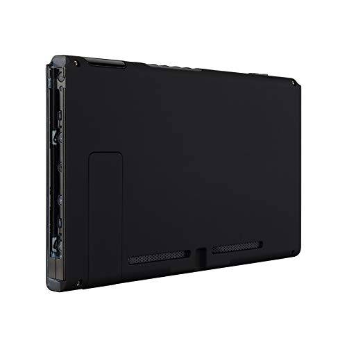 eXtremeRate Soft Touch Grip Svart Konsol Bakplatta DIY Ersättningshus Skalfodral för Nintendo Switch Konsol med Stöd – JoyCon Skal Ingår INTE