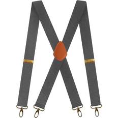 Herre seler med 4 hægeklips til bukser, vintage seler til mænd Heavy Duty justerbar elastisk X-form (mørkegrå)