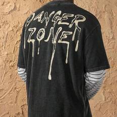 Mäns Street Style Svart Fried Snowflake Craft Lös rundhalsad kortärmad T-shirt; Brevmönster Tryckt På Baksidan; Lämplig för vår- och sommarkläder - Svart - L,M,S,XL,XS,XXL,XXS,XXXL,XXXXL