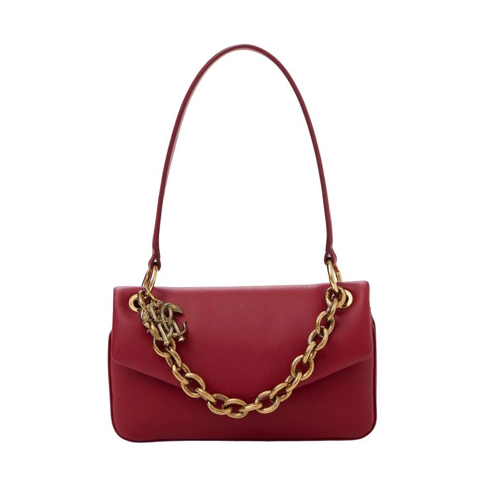 Roberto Cavalli, Tasker , Dame, Rød, ONE SIZE, Uld, Metal Logo Clutch Taske