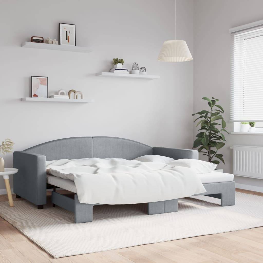 vidaXL daybed med udtræk 90x190 cm stof lysegrå