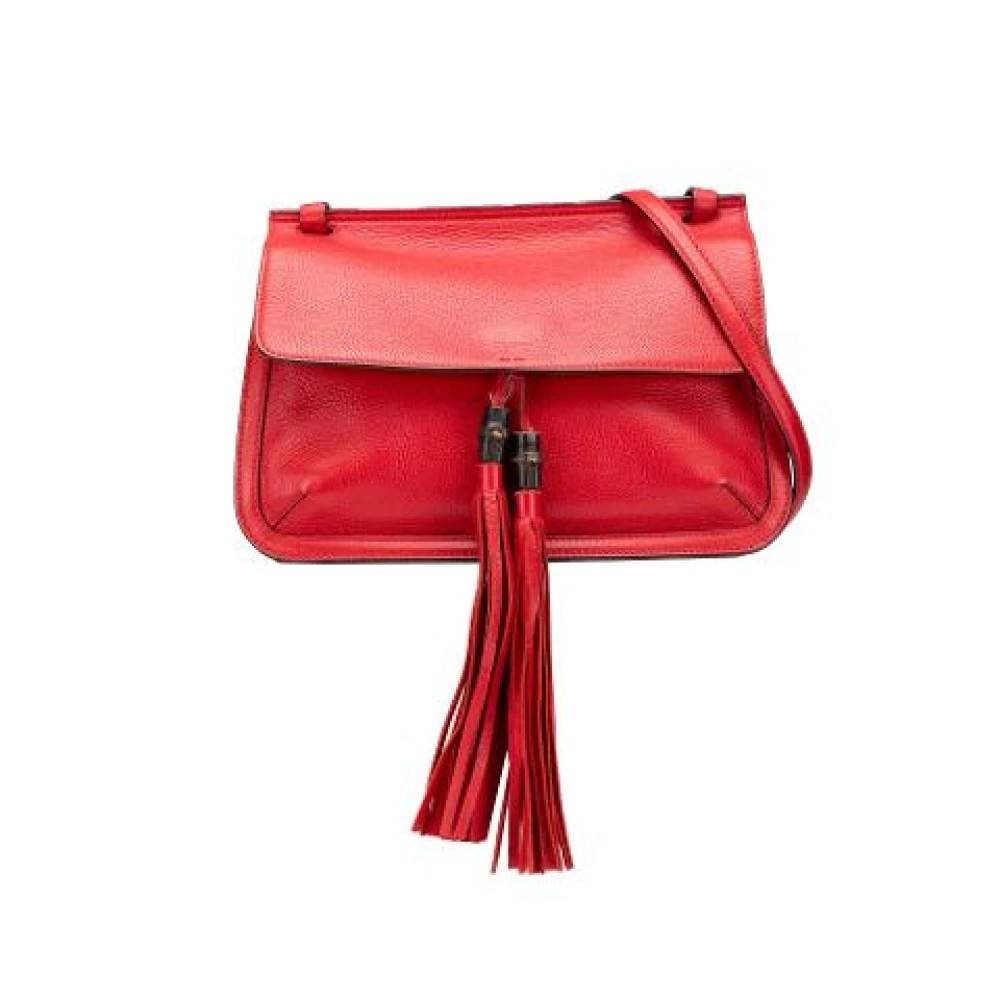 Gucci Vintage Pre-owned Bamboo Daily - Vintage - Dame - Rød - ONE SIZE - Læder