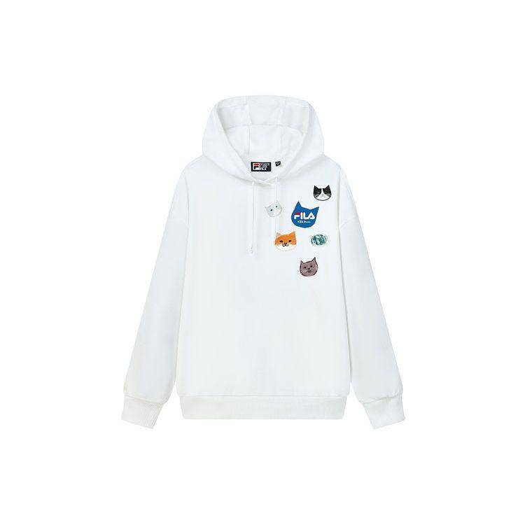 FILA X Pepe Shimada Tecknad Patch Tryck Lös Hoodie Dam hoodies Vit F11W133297F-WT XS