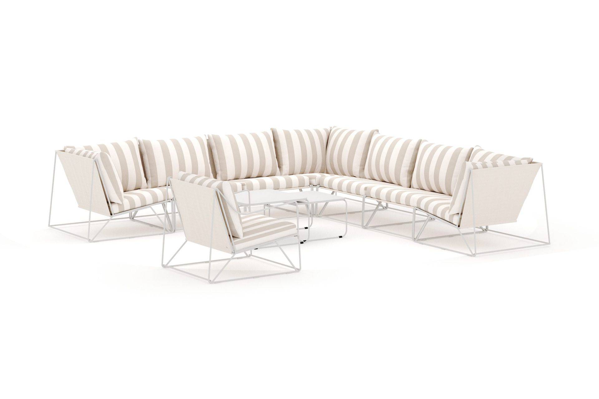 Comfort Garden Usteryd utomhus hörnsoffa 8-sits vändbar med fåtölj - Beige/Striped Loungegrupp
