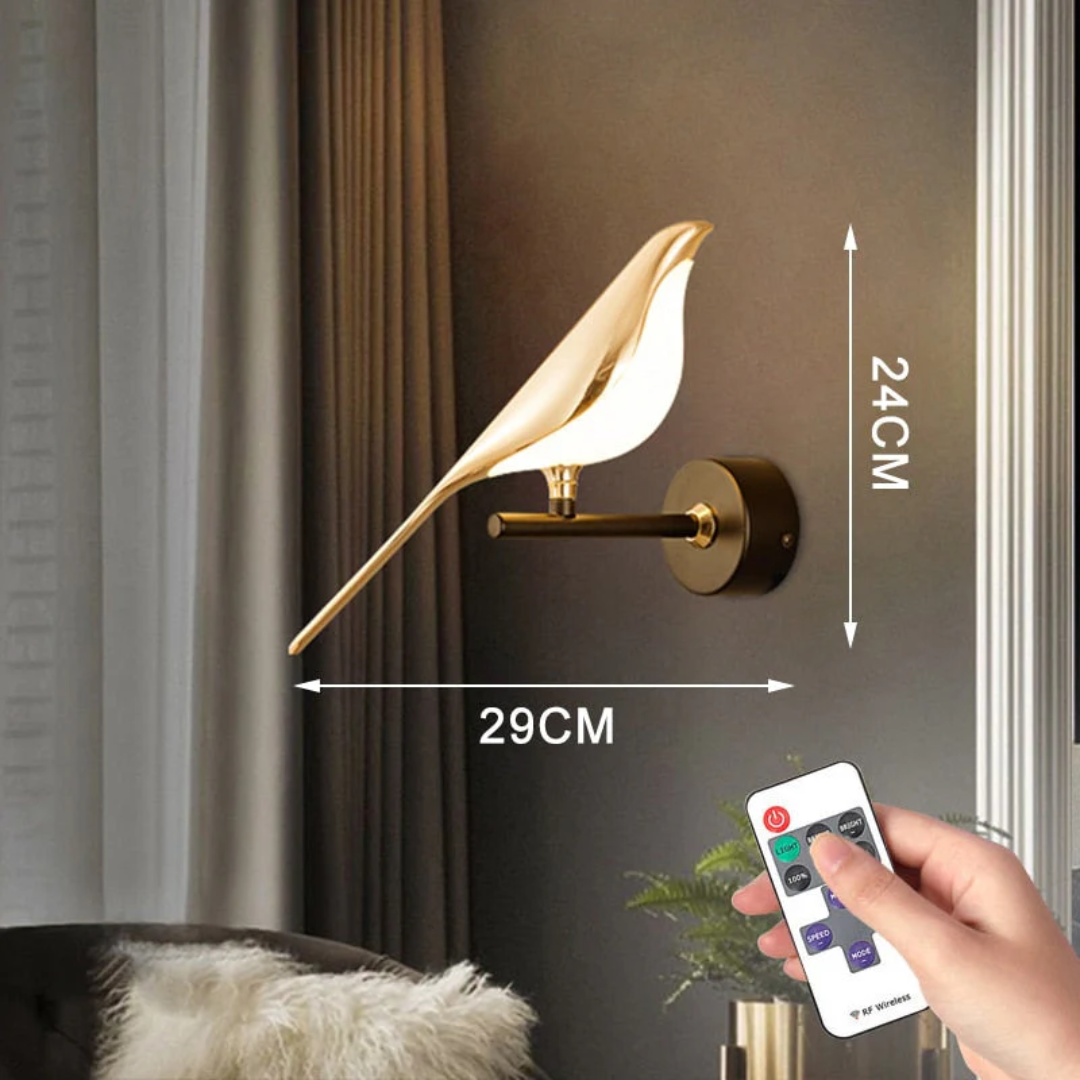 LuminaBird - Modern Rund LED Vägglampa - 1 Huvud Fjärrkontroll / Vitt Ljus