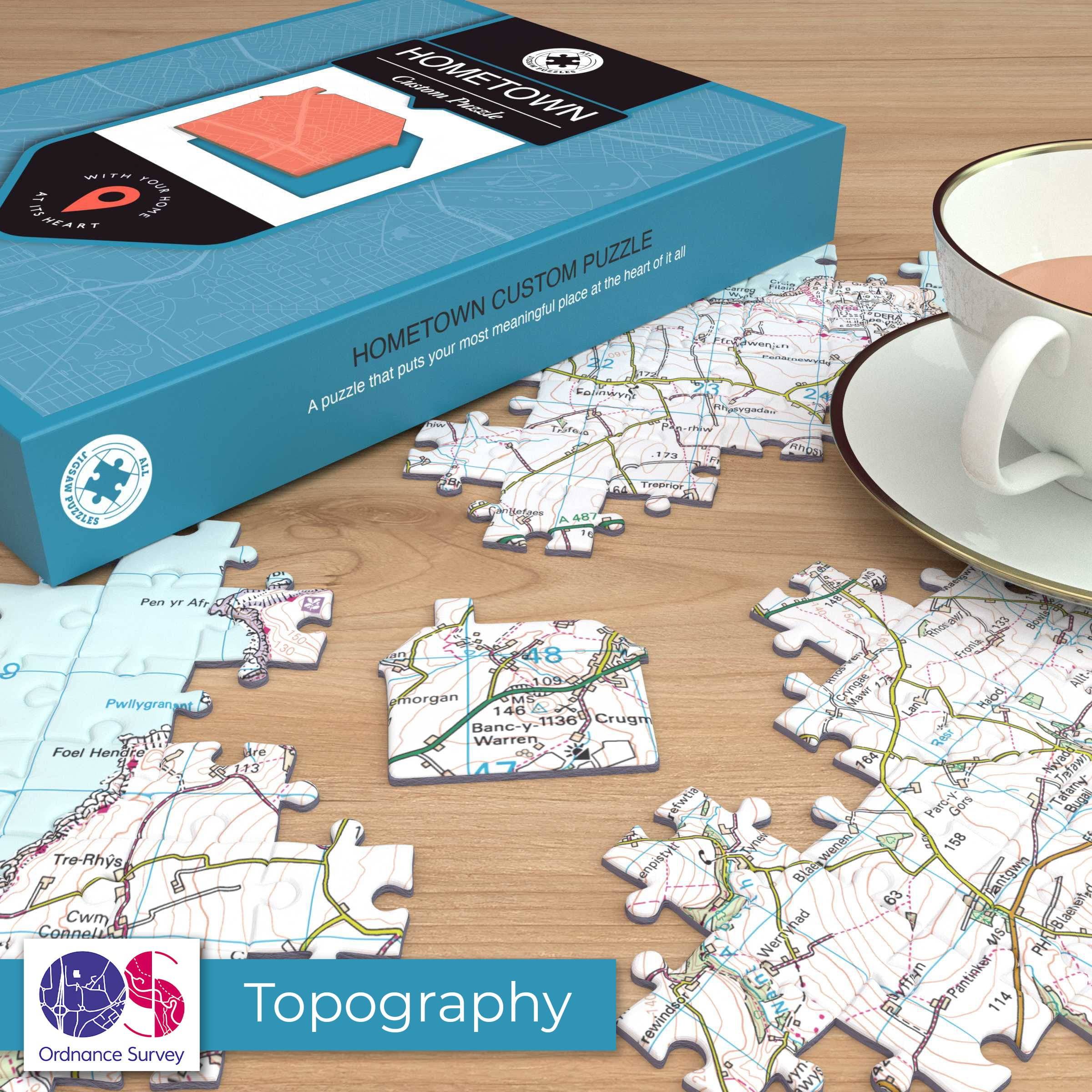 Hometown Personalised UK Map Jigsaw Puzzle - 400 pieces / A-Z Street Mapping