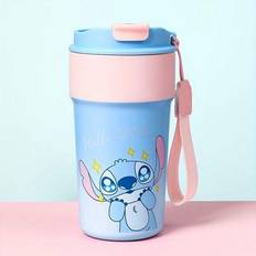 Disney Stitch isolerad kylmugg 500ml – blå & rosa design, läckagesäker resemugg med rem, perfekt för nyårs- eller morsdagspresenter, bekväm att bära, - Stil 2 (500ml)