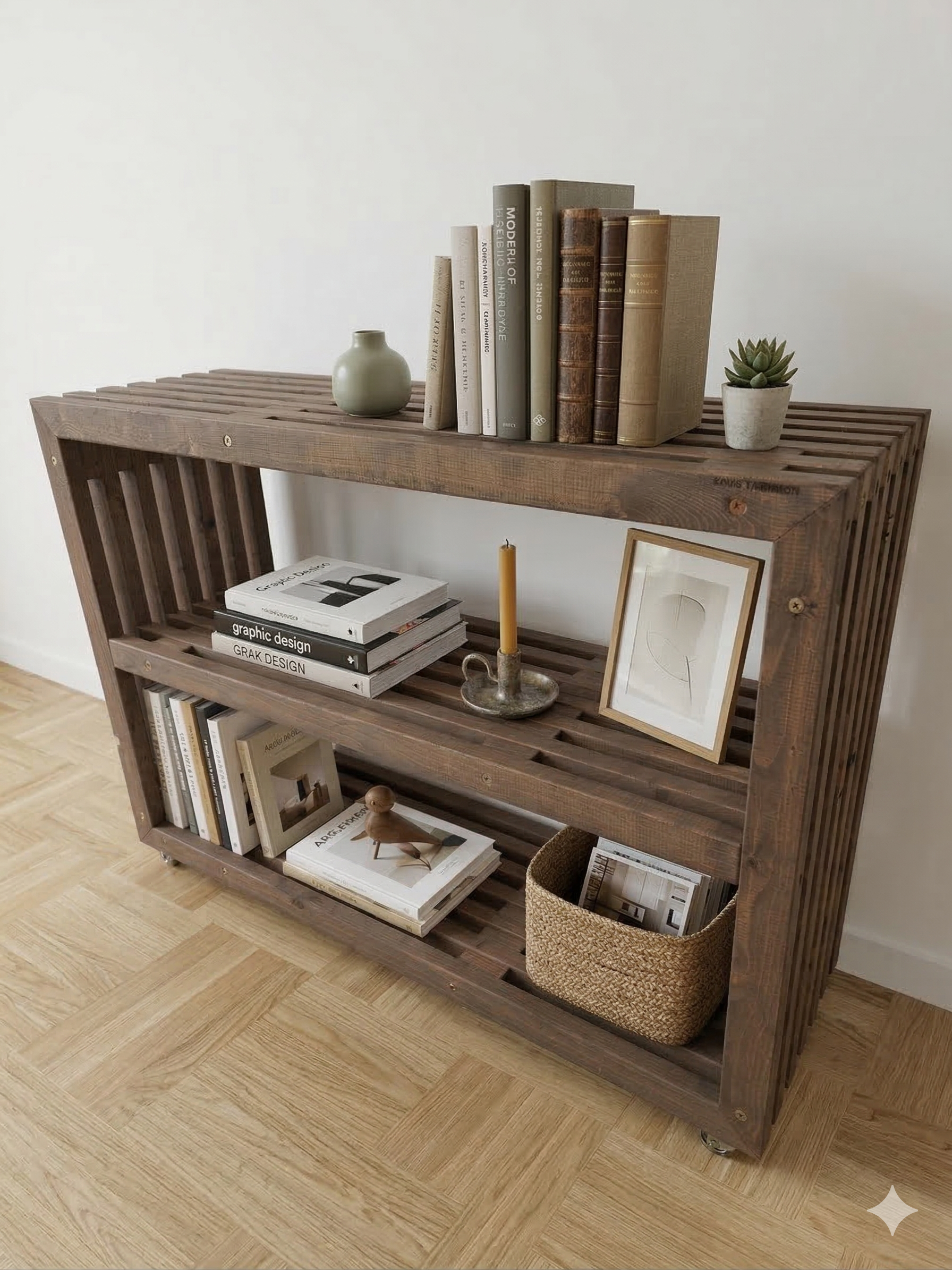 Tralle Reol | Brunbejdset | 120 cm.