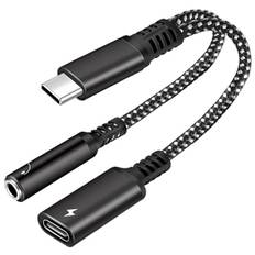 USB-C til 3.5 mm jack & USB-C adapter - DAC Chip - Sort