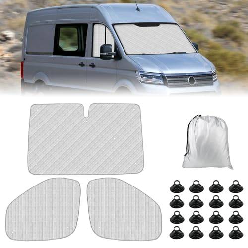 Solskydd bil vindruta ersättning för VW Crafter/Grand California 2006–2017, 3-delad teknik termomat, aluminiumfolie vikbar solskydd, vindruteskydd