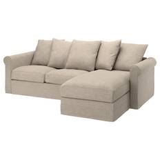 GRÖNLID klädsel till 3-sits bäddsoffa, med schäslong/Hillared beige