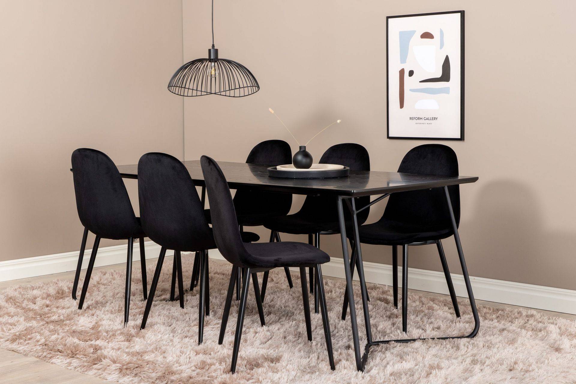 Pipi Matgrupp 190 cm inkl 6 Pontus Stolar - Svart Venture Home